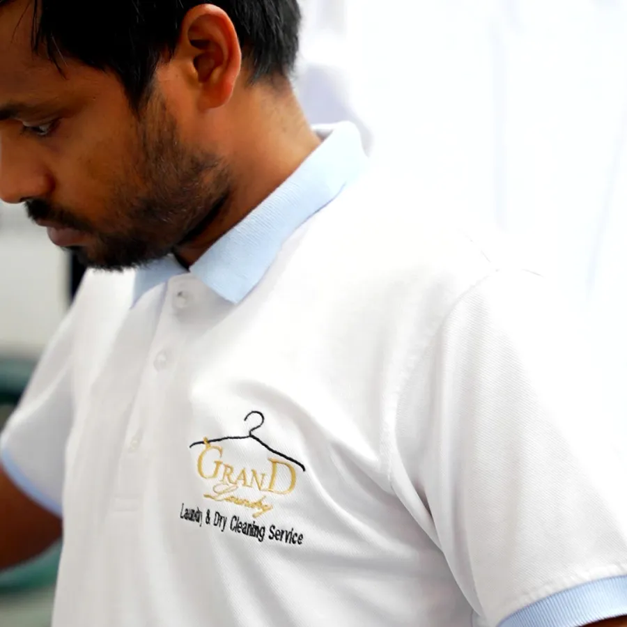 Garments being cared for at Grand Laundry